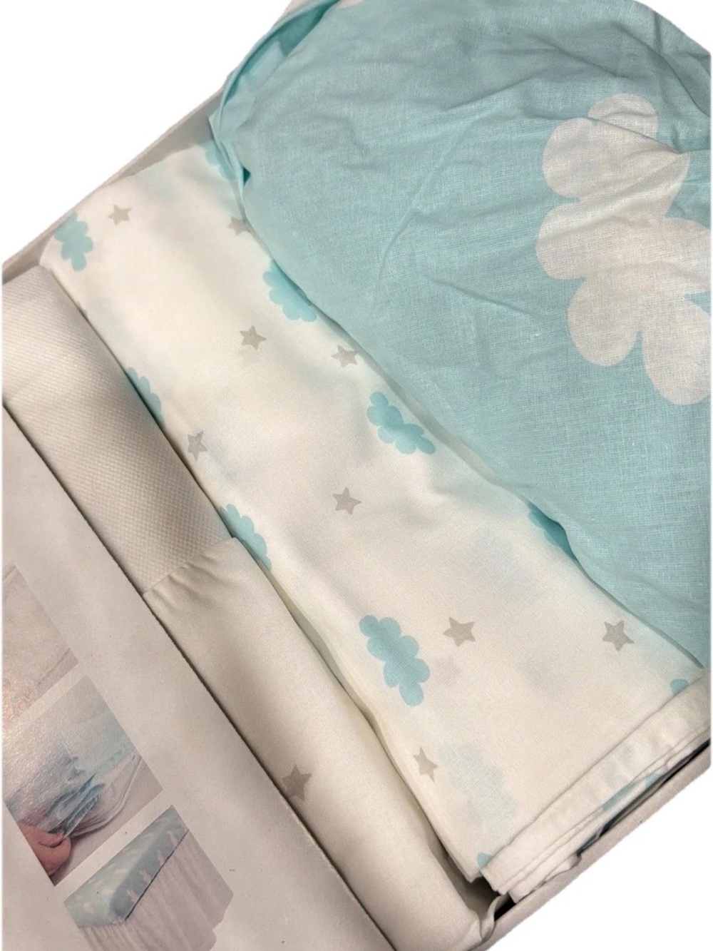 INCOMPLETE - IKEA HIMMELSK Crib Bedding Set‎ Baby Light Blue Clouds Sky Nursery